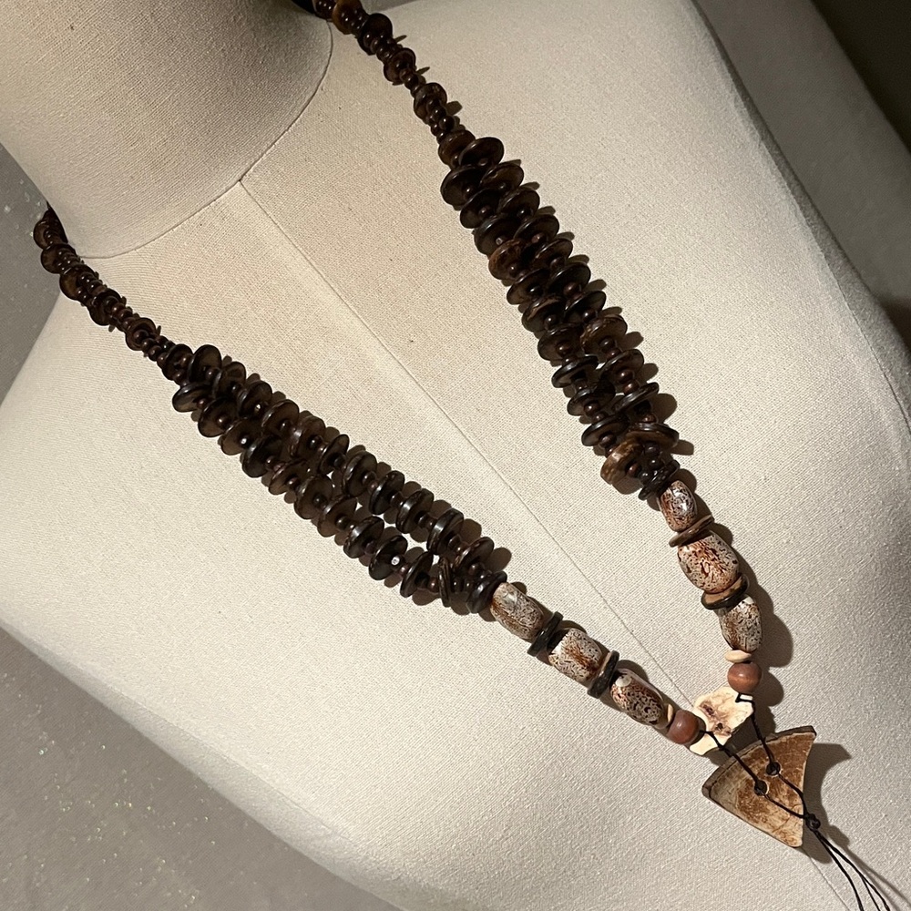 Handcrafted Brown Beaded Tribal Statement Necklace